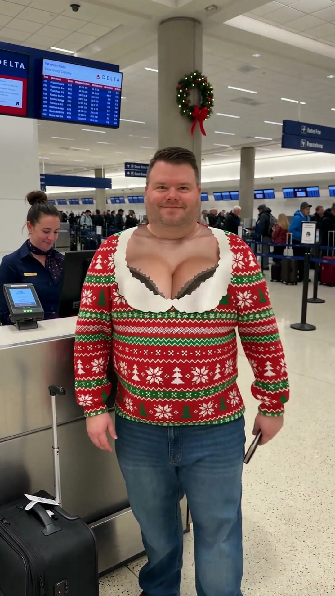 Customer photo wearing the Ripped Christmas Sweatshirt