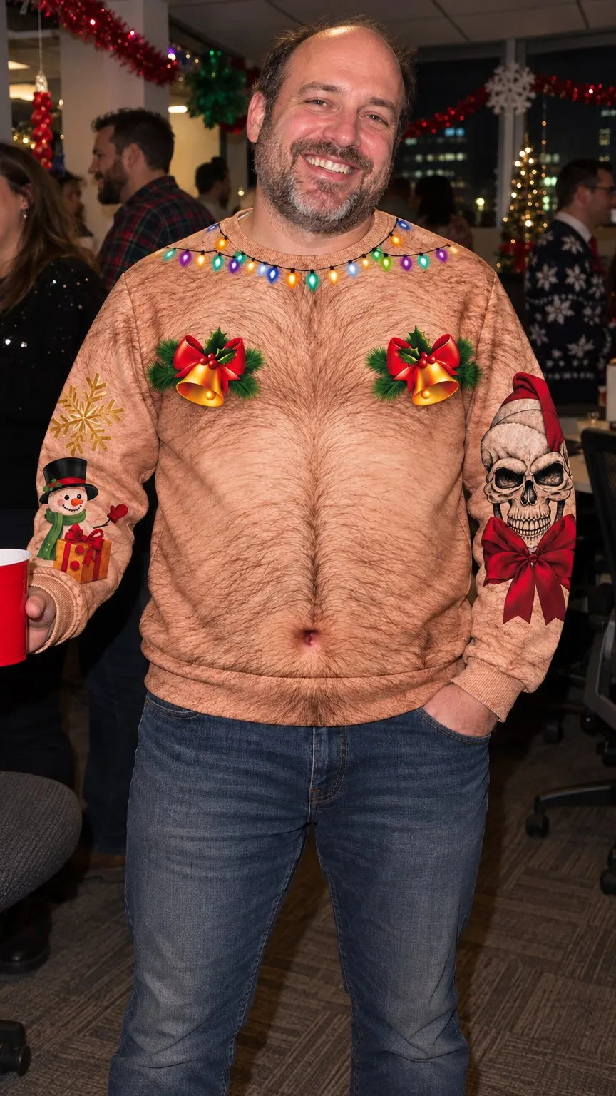Customer photo wearing the Ripped Christmas Sweatshirt