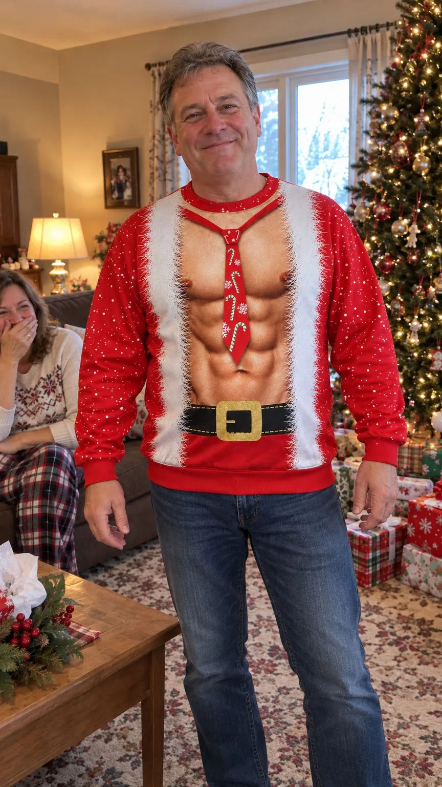 Customer photo wearing the Ripped Christmas Sweatshirt