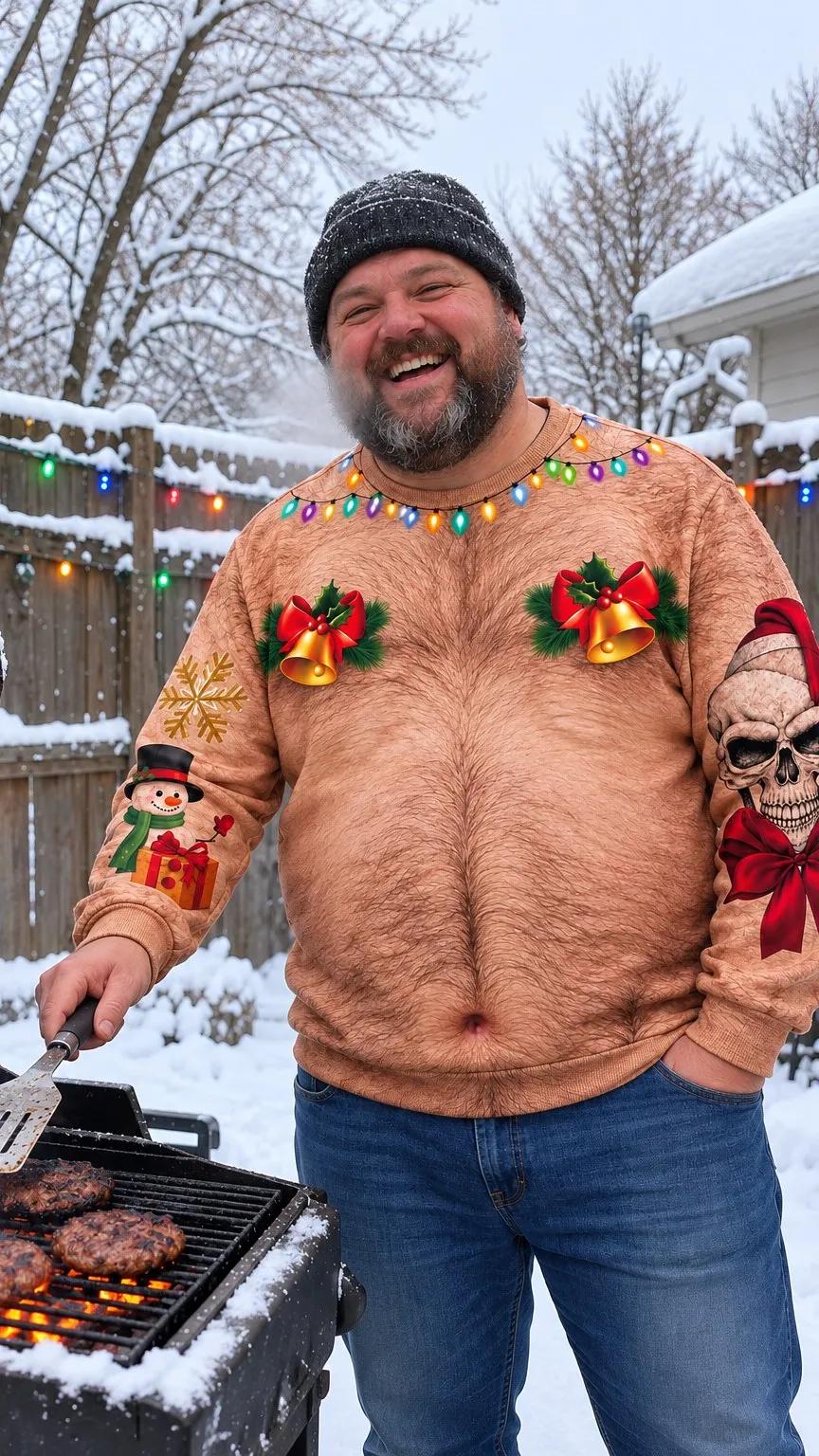 Customer photo wearing the Ripped Christmas Sweatshirt